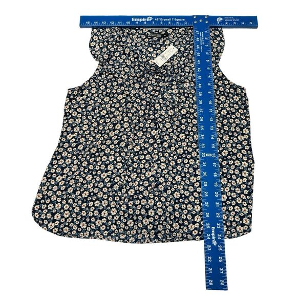 NEW!  7th‎ Avenue Design Studio New York & Company Large Navy Blue Floral Blouse - Picture 12 of 12